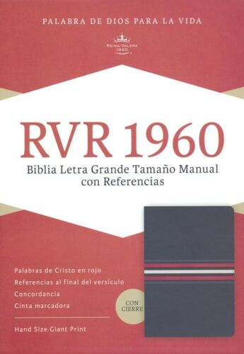 RVR 1960 - Biblia Letra Grande Tamaño Manual, azul marino piel fabricada edición con cierre