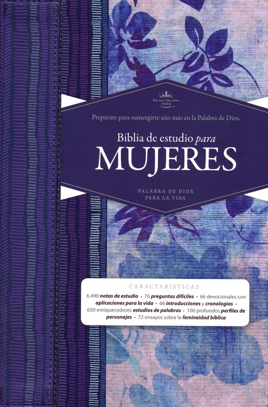 Espagnol, Bible d'étude pour femmes Reina Valera 1960, couverture tissu imprimé fleuri bleu