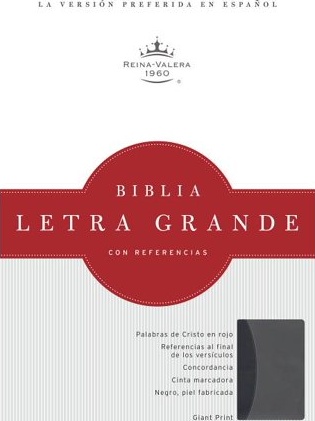 Espagnol, Bible Reina Valera 1960, très gros caractères, similicuir,duo noir/gris