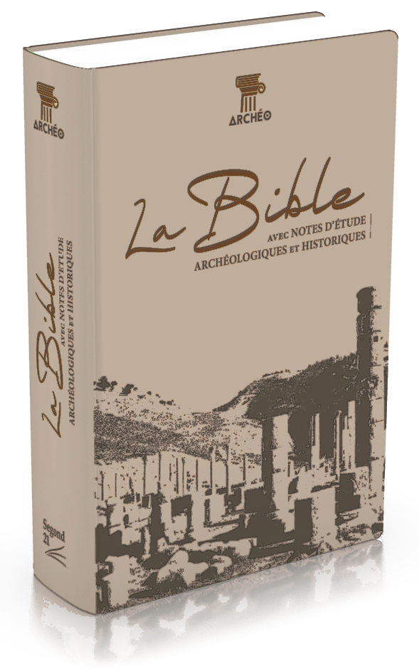 Bible Segond 21 «archéo», avec notes d'étude archéologiques et historiques - modèle souple, toile couleur café et dorure bronze