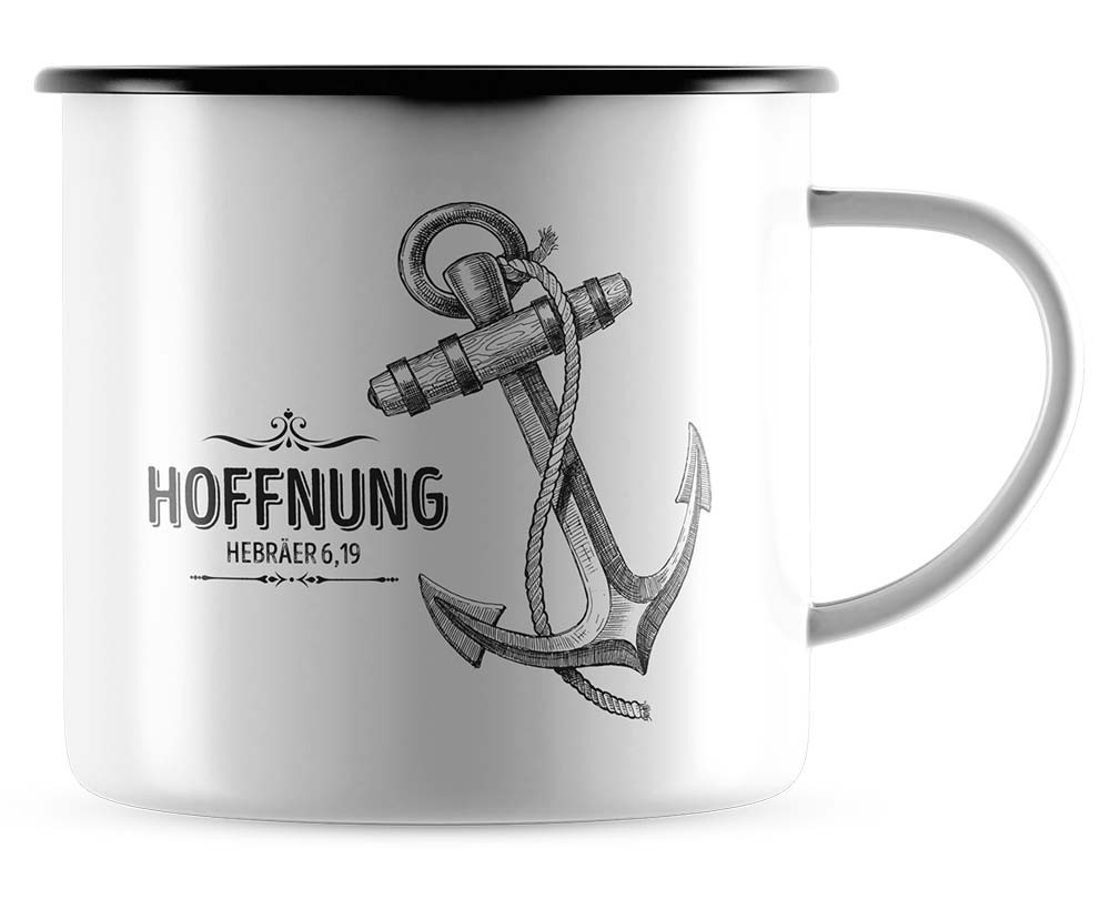 Emaille Becher Hoffnung - Robuste Tasse