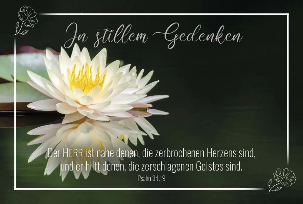 Doppelkarte Trauer Seerose Der Herr ist nahe denen