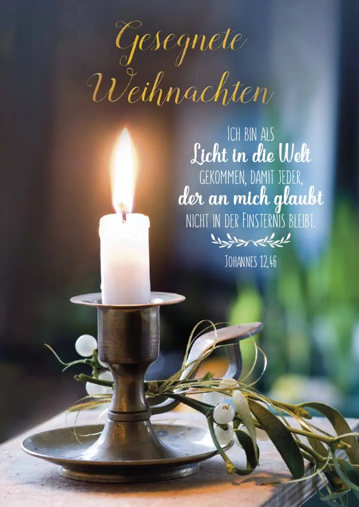 Postkarte Weihnachten Antik Kerzenhalter