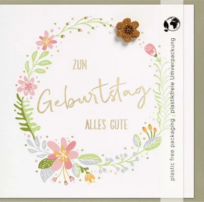 Doppelkarte Blütenkreis Korkblüte mit Kork-Applikation
