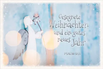 Doppelkarte Weihnachten Engel mit Stern