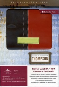 Espagnol, Bible d'étude Thompson Reina Valera 1960, taille moyenne, bicolore brun/orange