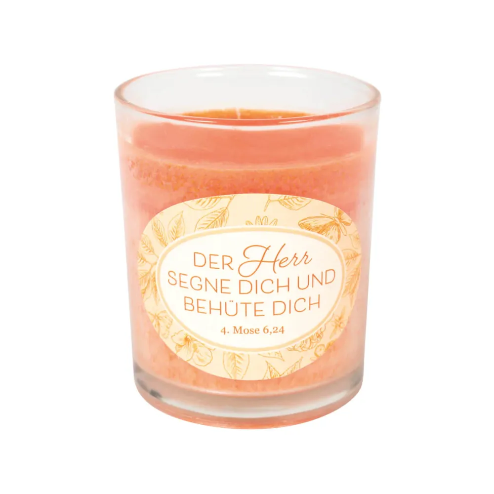 Der Herr segne ich und behüte dich - Glas mit Duftkerze Orange