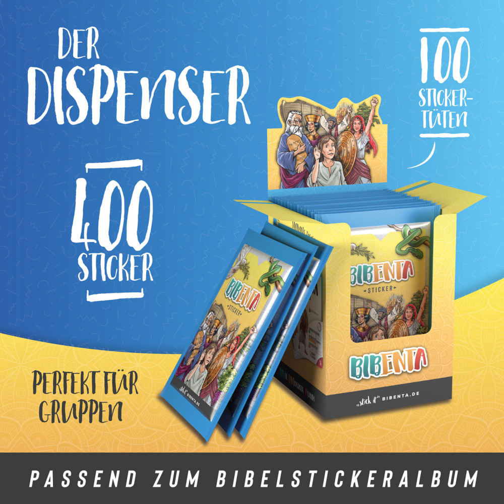 Bibenta Dispenser - 400 Sticker, passend zum Bibelstickeralbum