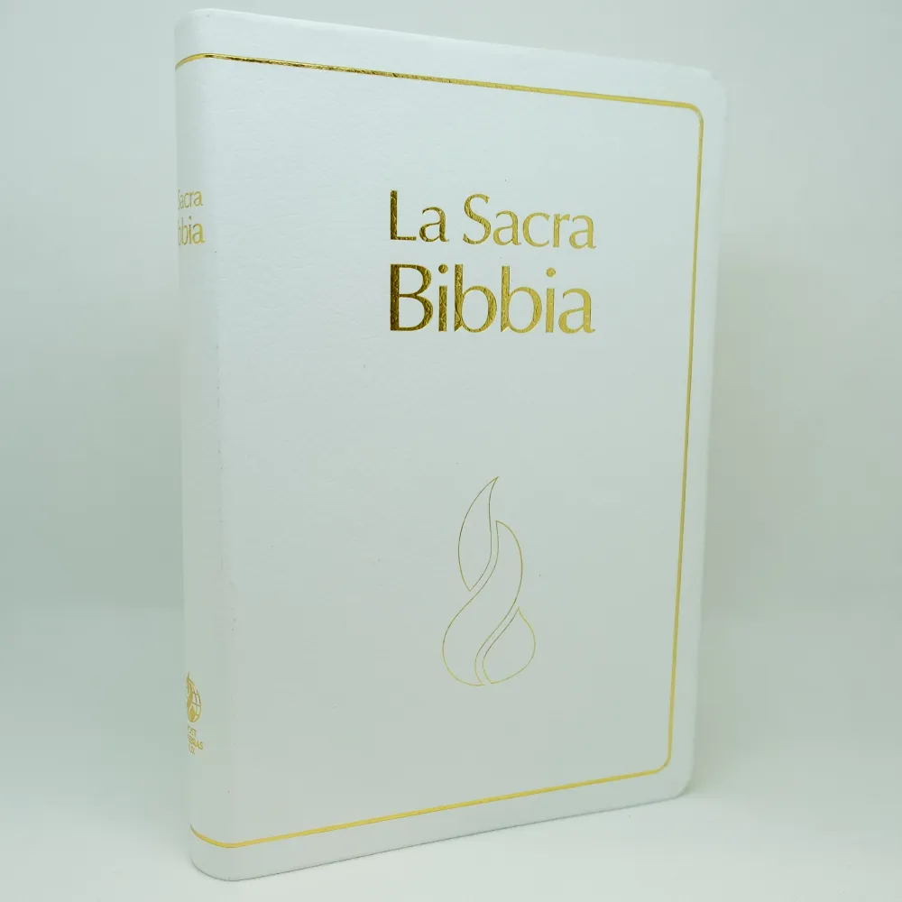 Italien, Bible Nuova Riveduta d'étude à parallèles - fibro blanche avec onglets et tranche or