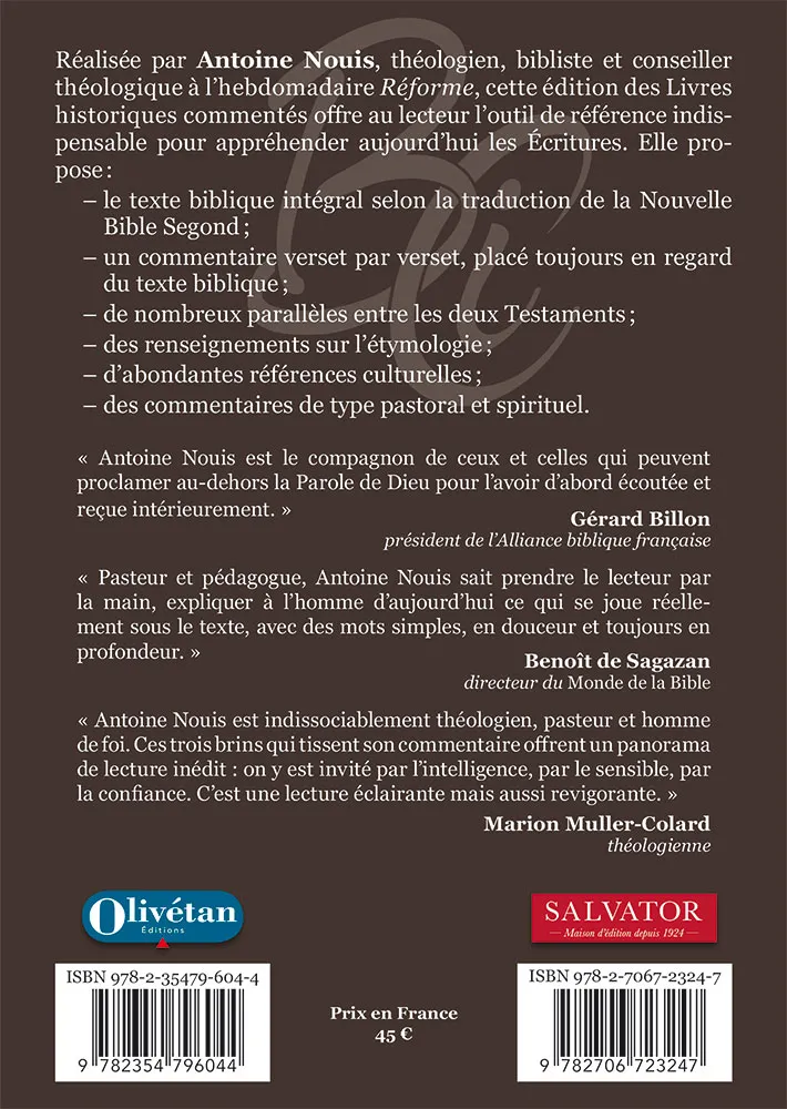 Bible, 2. les livres historiques (La) - Commentaire intégral verset par verset